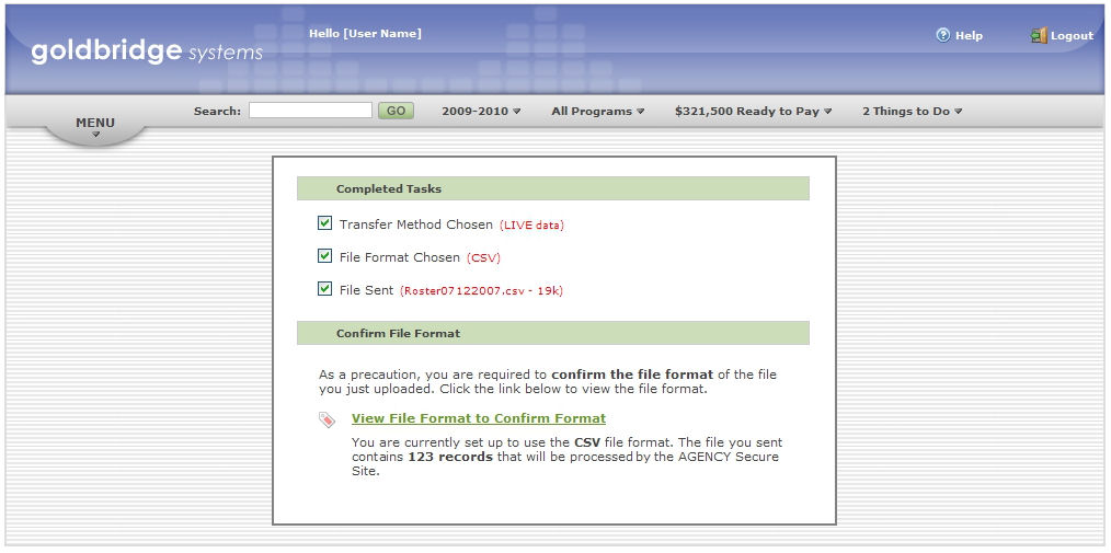 Send File - Confirm File Format